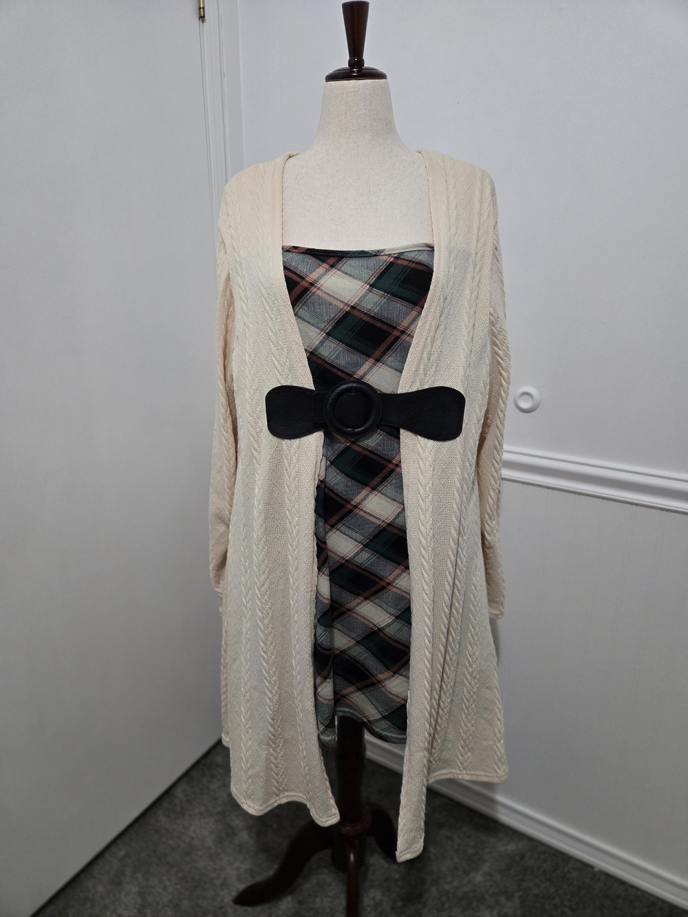 Cream Cable Knit Sweater Dress
